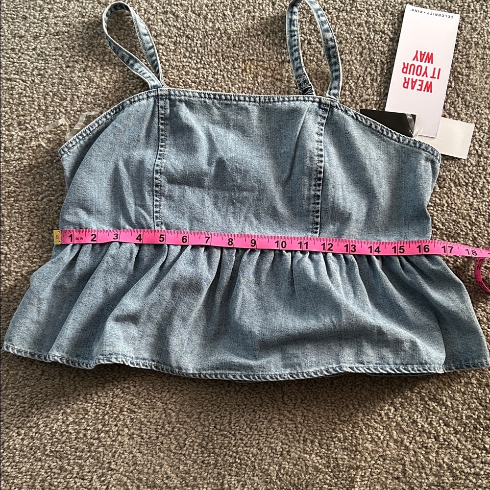 Celebrity Pink Denim Blue Peplum Top - Picture 7 of 8